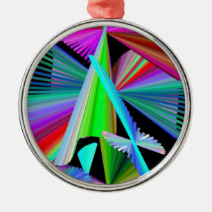 Kaleidoskop Art Red Green Lila Blue Silbernes Ornament