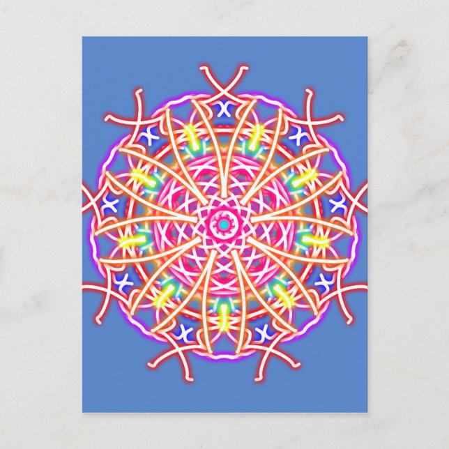 Kaleidoskop auf blau postkarte (Vorderseite)