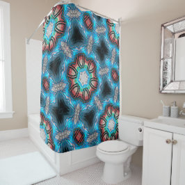 Kaleidoskop aus Cyan und Silber mit roh gestrichen Duschvorhang