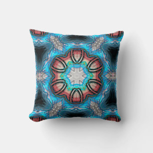 Kaleidoskop aus Cyan und Silber mit roh gestrichen Kissen