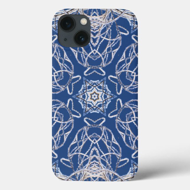 Kaleidoskop Blau mit weißen Schneelinien Case-Mate iPhone Hülle (Rückseite)