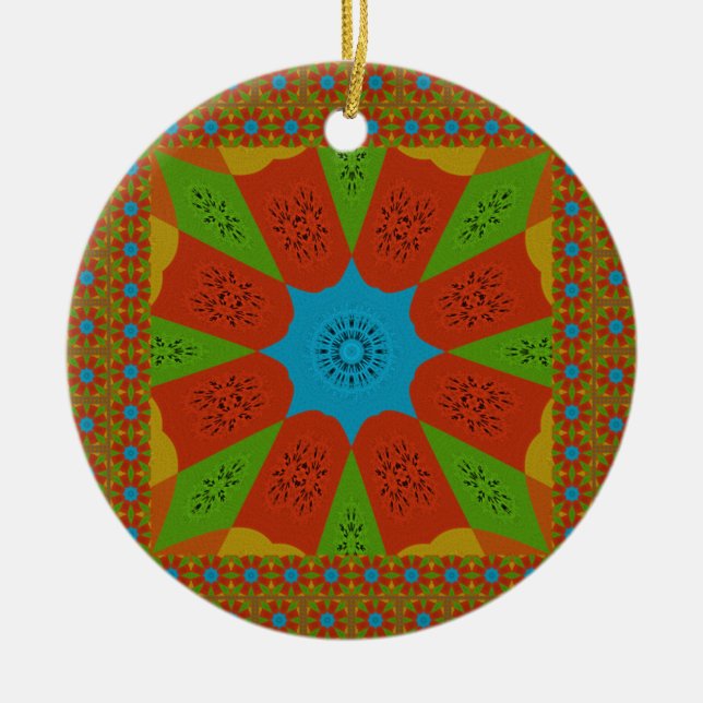 Kaleidoskop Blühen eine lebendige afrikanische Dru Keramik Ornament (Vorne)