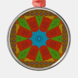 Kaleidoskop Blühen eine lebendige afrikanische Dru Silbernes Ornament