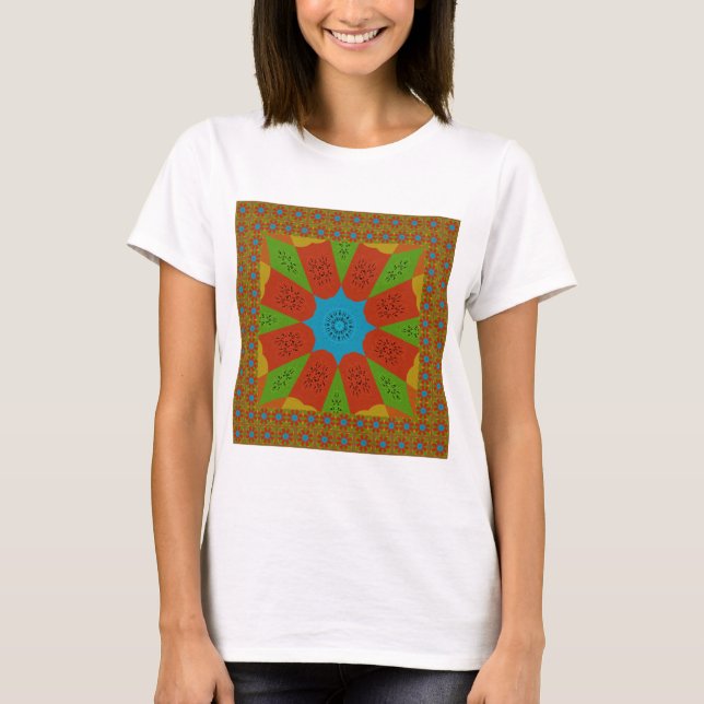 Kaleidoskop Blühen eine lebendige afrikanische Dru T-Shirt (Vorderseite)