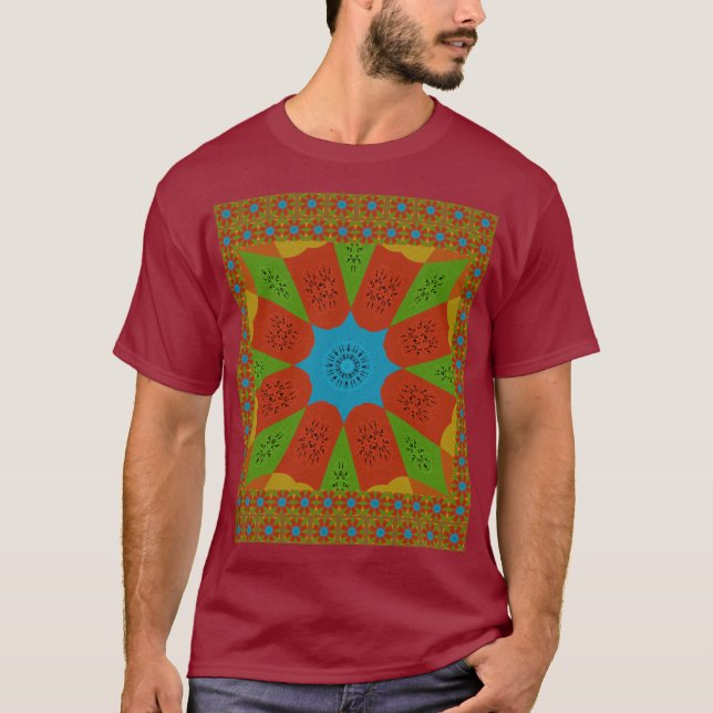 Kaleidoskop Blühen eine lebendige afrikanische Dru T-Shirt (Vorderseite)