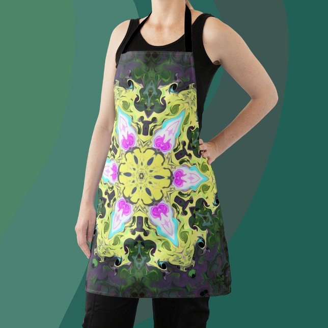 Kaleidoskop-Blume Gelb und Rosa Schürze (Von Creator hochgeladen)