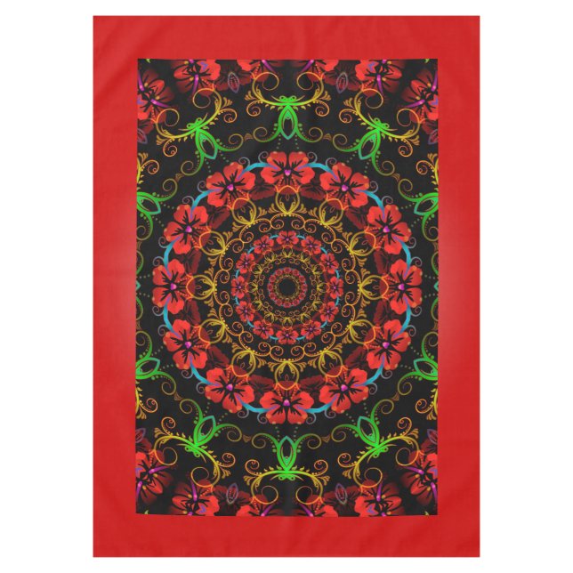 Kaleidoskop Blume Hibiskus I + Ihre Idee Tischdecke (Vorderseite)