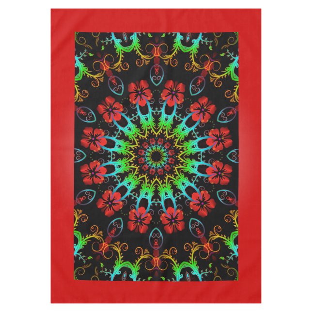 Kaleidoskop Blume Hibiskus II + Ihre Idee Tischdecke (Vorderseite)