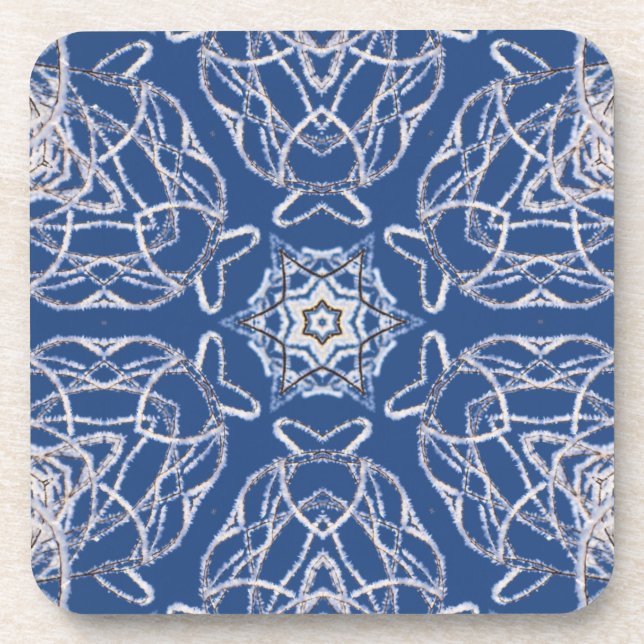 Kaleidoskop Bright Blue, White, Single Star Getränkeuntersetzer (Vorderseite)