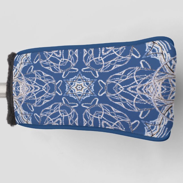 Kaleidoskop Bright Blue, White, Single Star Golf Headcover (Vorderseite)