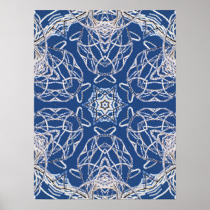 Kaleidoskop Bright Blue, White, Single Star Poster
