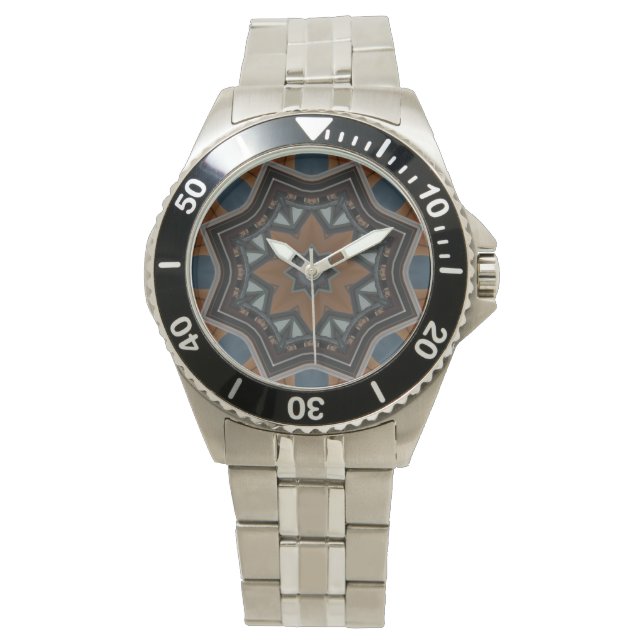 Kaleidoskop Brown Star Muster.. Armbanduhr (Vorderseite)