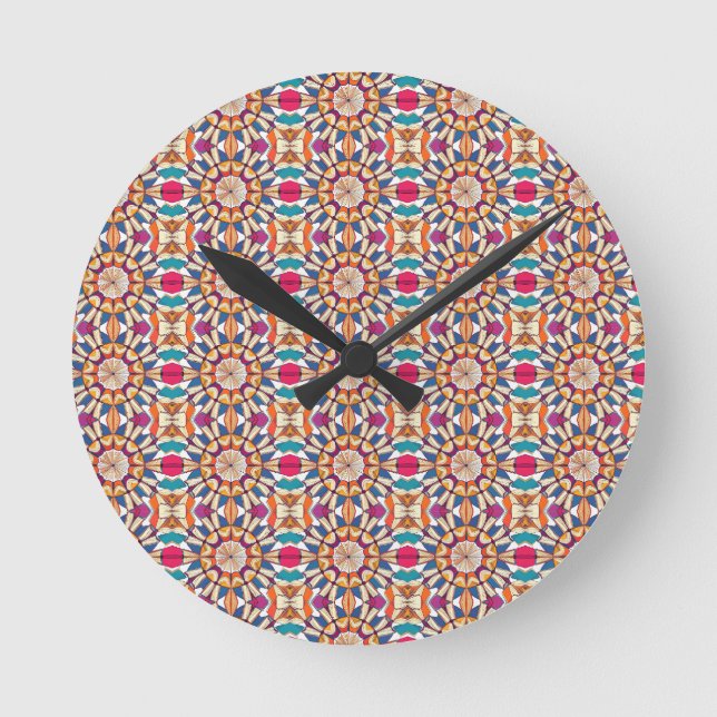 Kaleidoskop der Bücher Runde Wanduhr (Vorderseite)