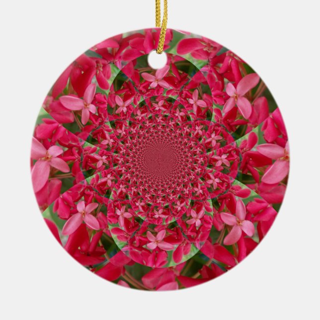 Kaleidoskop der Krimson: Blume der Blutmilch Keramik Ornament (Vorne)