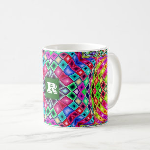 Kaleidoskop des farblich angepassten Text-Monogram Kaffeetasse