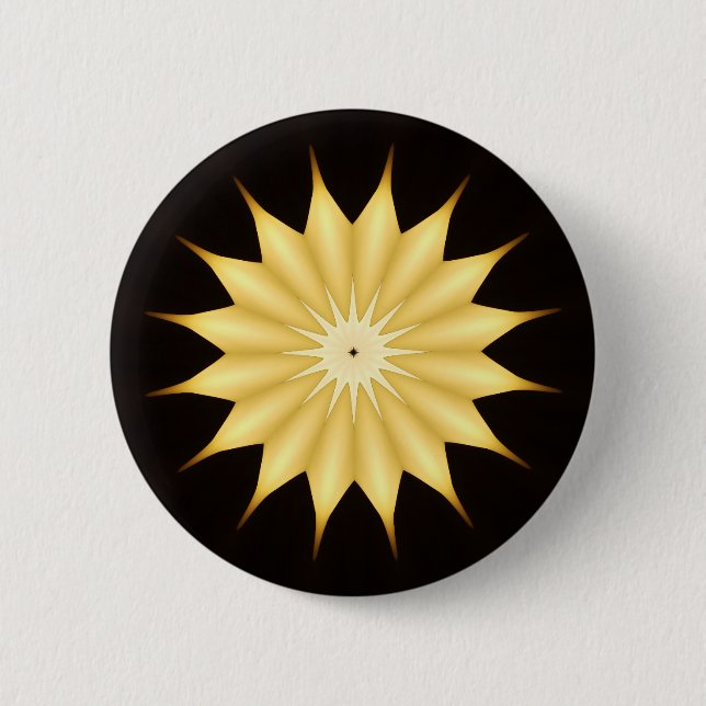 Kaleidoskop Design Bright Yellow Star Button (Vorderseite)