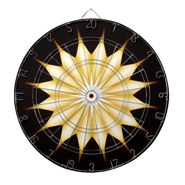 Kaleidoskop Design Bright Yellow Star Dartscheibe (vorne)