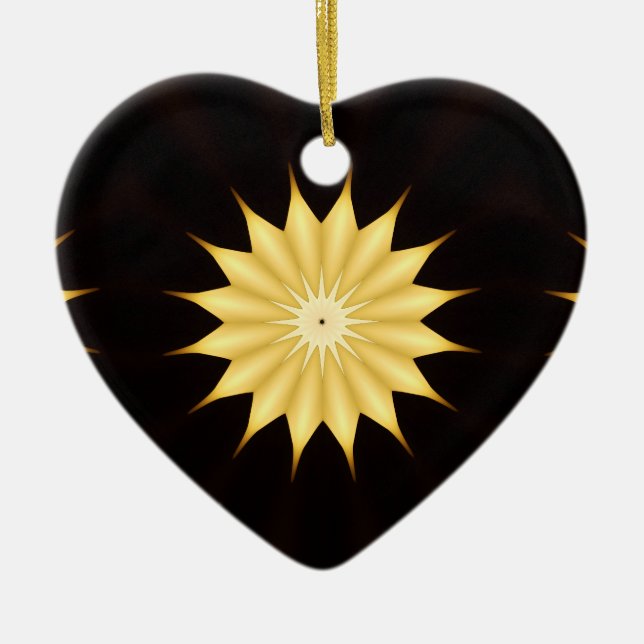 Kaleidoskop Design Bright Yellow Star Keramikornament (Vorne)