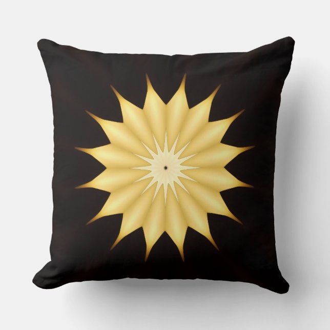 Kaleidoskop Design Bright Yellow Star Kissen (Vorderseite)