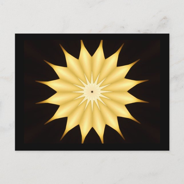 Kaleidoskop Design Bright Yellow Star Postkarte (Vorderseite)