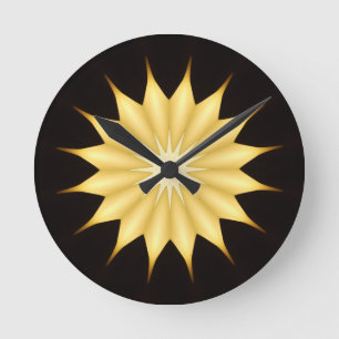 Kaleidoskop Design Bright Yellow Star Runde Wanduhr