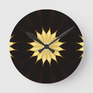 Kaleidoskop Design Bright Yellow Star Runde Wanduhr