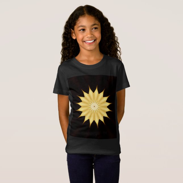 Kaleidoskop Design Bright Yellow Star T-Shirt (Vorne ganz)
