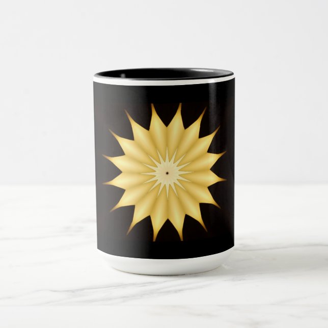Kaleidoskop Design Bright Yellow Star Tasse (Zentrum)