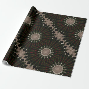 Kaleidoskop Design Dunkelgrün Braun Geschenkpapier