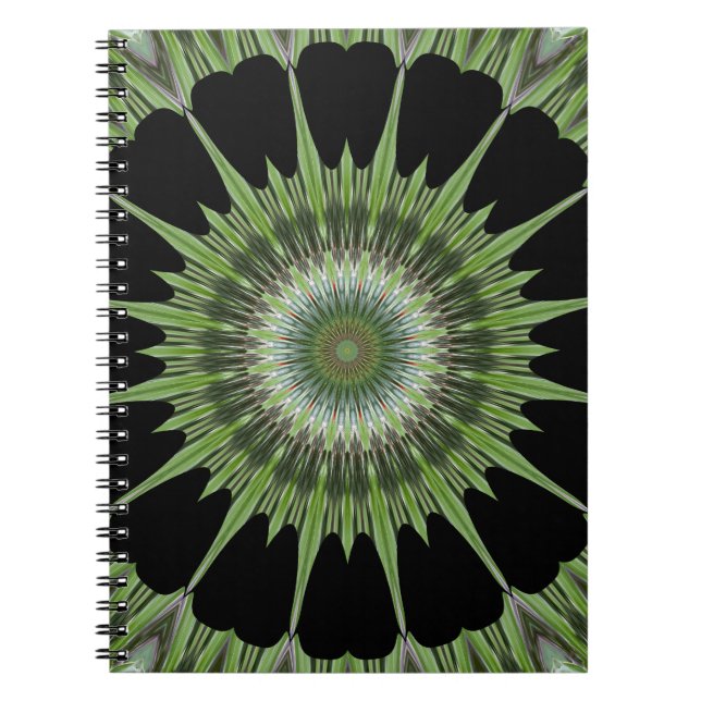 Kaleidoskop Design Green Black Notizblock (Vorderseite)