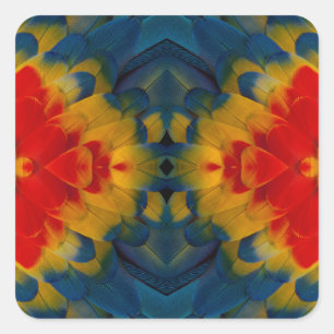 Kaleidoskop-Design mit Scharlachara Quadratischer Aufkleber