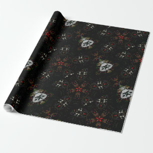 Kaleidoskop Design Schwarz-Flora-Muster Geschenkpapier