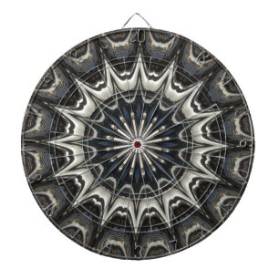 Kaleidoskop Design Schwarz Grau Weiße Kunst Dartscheibe