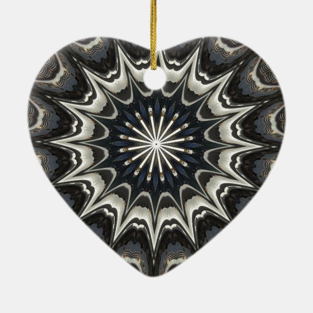 Kaleidoskop Design Schwarz Grau Weiße Kunst Keramik Ornament (Hinten)