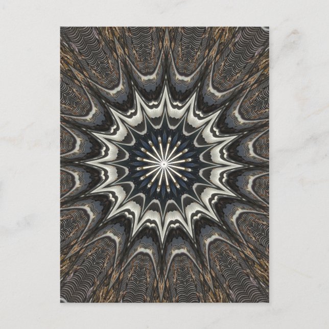Kaleidoskop Design Schwarz Grau Weiße Kunst Postkarte (Vorderseite)