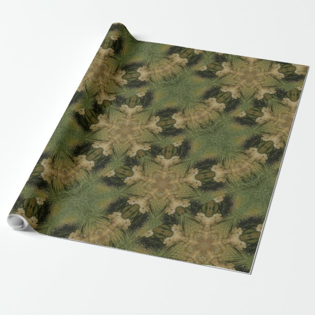 Kaleidoskop Design Star aus Pampas Grass Green Geschenkpapier (Ungerollt)