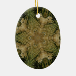 Kaleidoskop Design Star aus Pampas Grass Green Keramikornament