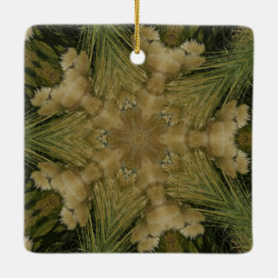 Kaleidoskop Design Star aus Pampas Grass Green Keramikornament