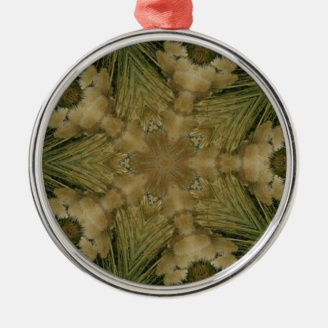 Kaleidoskop Design Star aus Pampas Grass Green Ornament Aus Metall (Vorne)