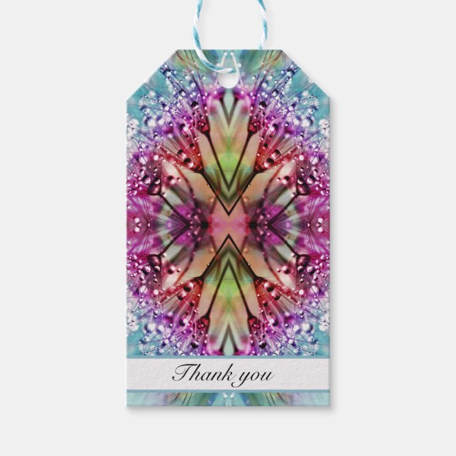 Kaleidoskop-Dewdrops: Abstrakte Kunst der Blumen Geschenkanhänger (Vorderseite)