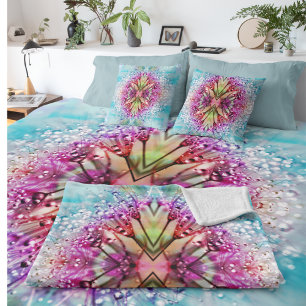 Kaleidoskop-Dewdrops: Abstrakte Kunst der Blumen Kissen