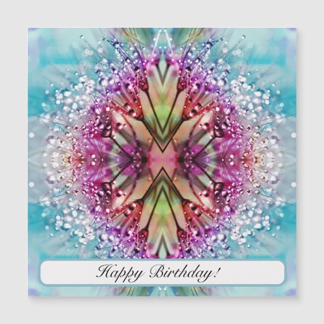 Kaleidoskop-Dewdrops: Abstrakte Kunst der Blumen Magnetkarte (Vorderseite)