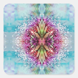 Kaleidoskop-Dewdrops: Abstrakte Kunst der Blumen Quadratischer Aufkleber