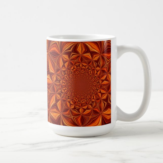 Kaleidoskop Digital Art Brown Design Kaffeetasse (Rechts)