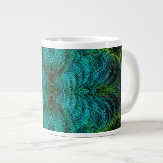 Kaleidoskop-Federdesign Jumbo-Tasse (Vorderseite Rechts)