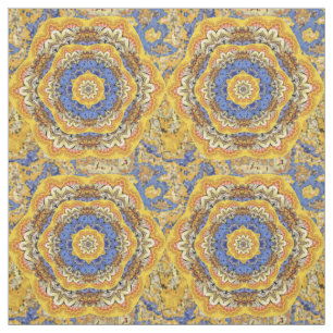 Kaleidoskop Floral Luxury Blue Golden Yellow Mix Stoff