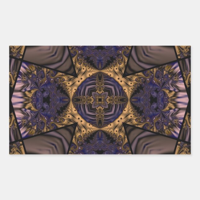 Kaleidoskop-Fraktal 286 Rechteckiger Aufkleber (Vorderseite)
