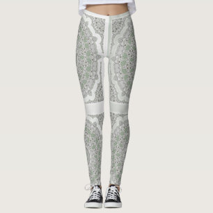 Kaleidoskop Fraktal Mandala - grau-grün Leggings