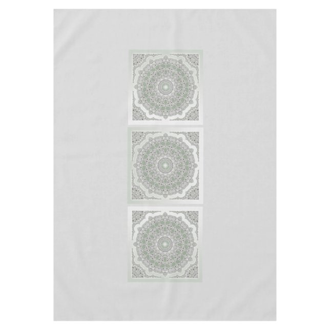 Kaleidoskop Fraktal Mandala - grau-grün Tischdecke (Vorderseite)