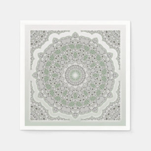 Kaleidoskop-FraktalMandala - graues Grün Serviette